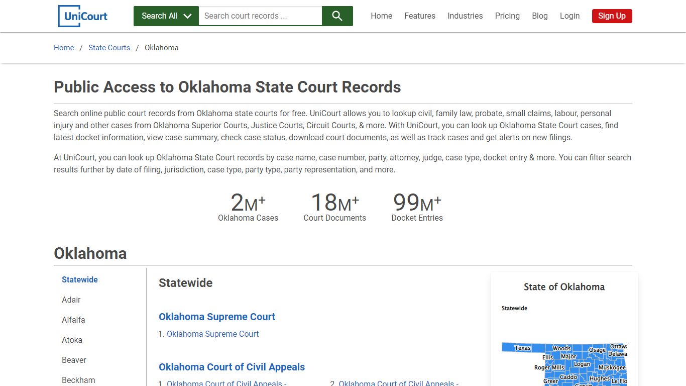 Oklahoma State Court Records - UniCourt